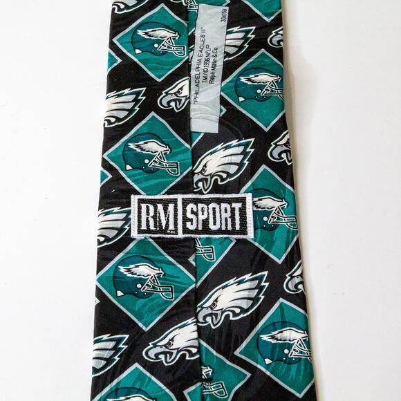 Vtg Philadelphia Eagles Neck Tie Ralph Marlin Silk 1996 RM Sport NFL 56"L 3 3/4W - Picture 2 of 5